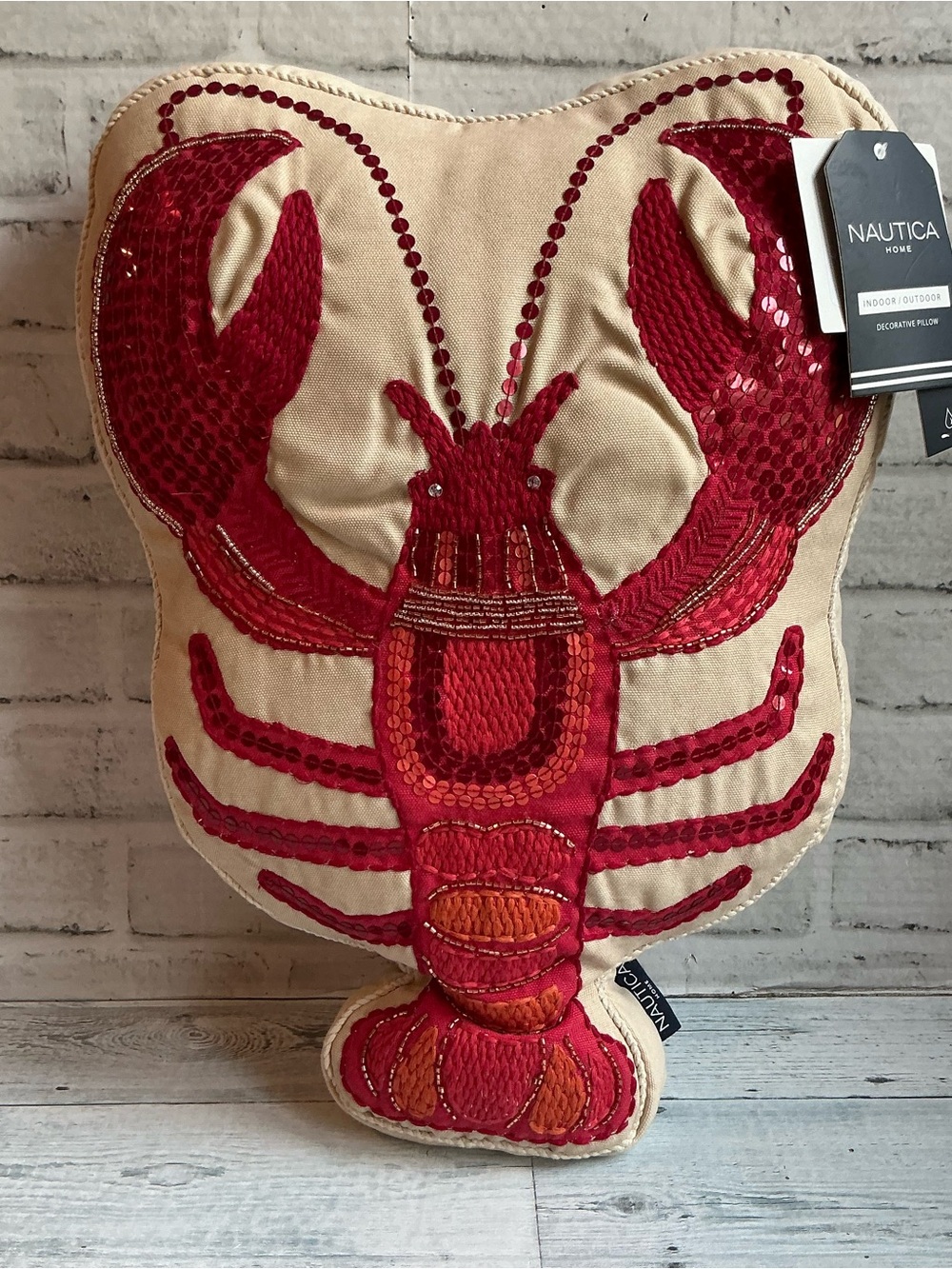 NAUTICA 20x14 Indoor Outdoor Shaped Lobster Pillow